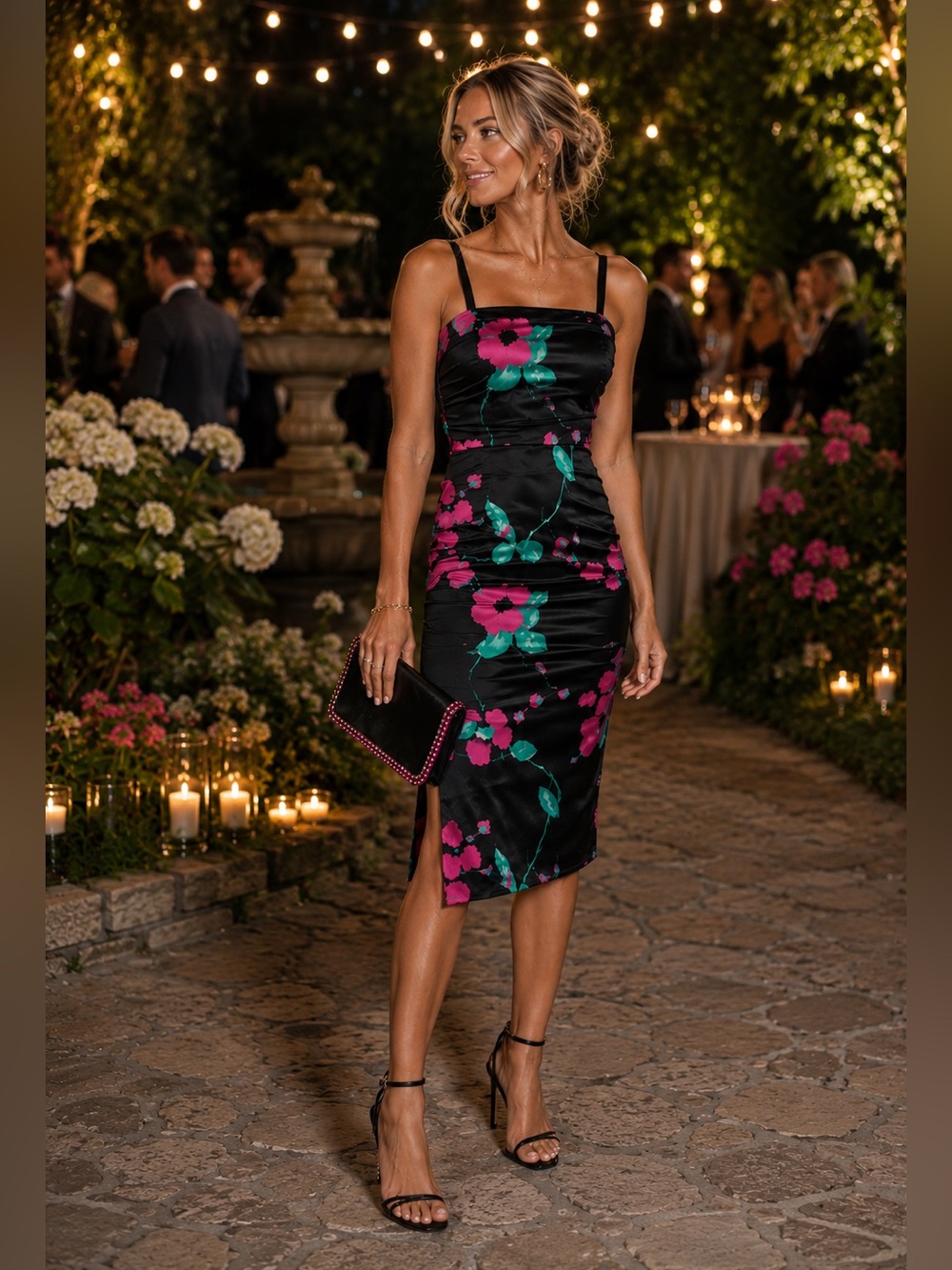 NWT Milly Dayna Floral Ruched Satin Cocktail Dress size 4 Bergdorf Goodman